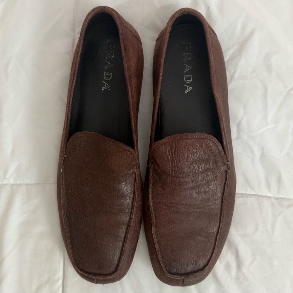 Prada Chocolate Brown Leather Loafers